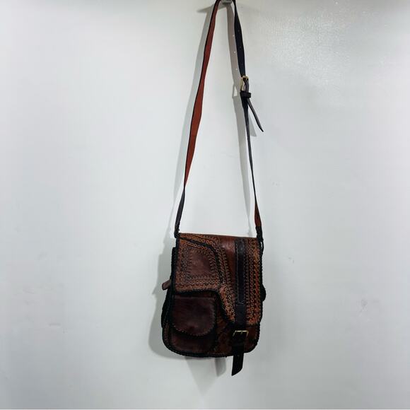 Mark Tigon Western Crossbody Bag‎ Tooled Leather Brown Equestrian Purse Distress - Picture 2 of 15